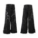 Jiayiku 2025 High Street American Washed Micro La Jean Men's Lightning Embroidered Design Wide Leg Pants_mkmklike.com
