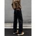 American-style High Street Men's Jeans, Autumn Trendy Patchwork Micro-flared Work Pants, Vintage Versatile Solid Color_mkmklike.com