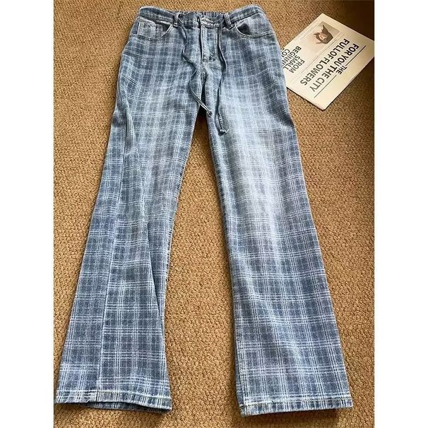 Men's Plaid Jeans Trendy New Style Cool And Stylish High Street Fashion Versatile Design Fashionable Casual Trousers_mkmklike.com