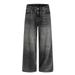 American Gradient Washed White Jeans Punk Distressed Loose Wide-Leg Straight Long Pants Men's Trend_mkmklike.com