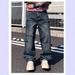 Men's Clothing Autumn And Winter New Embroidery Printing Retro Washed Jeans Men's Trendy Brand Straight Wide-leg Pants_mkmklike.com