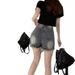 Raw Edge Denim For Women, Spring 2023 New Style, American Retro Hot Girl Loose Straight Shorts_mkmklike.com