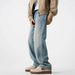Men's Clothing Retro Washed Denim Jeans Straight Leg Loose Fit Trousers For Men And Women High End Style Niche Design Cool And Edgy Wide Leg_mkmklike.com