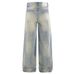 Punk Washed Ripped Patch Wide-Leg Jeans Men's Beggar Style Faded Gradient Distressed Loose Straight Long Pants_mkmklike.com