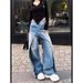 American Retro Two-way Straight-leg Jeans Women, New Trendy High-waisted Loose Slimming Wide-leg Pants For Fashionable_mkmklike.com