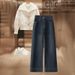 Clair Fleece-Lined Straight-Leg Jeans For Women 2025 New Elastic Trendy Narrow Loose Wide-Leg Pants_mkmklike.com