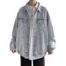 Cardigan Button Denim Jacket Men's Loose And Versatile Teenage Jacket Top_mkmklike.com