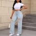 Women's Clothing New Elastic Hole Loose Bell Bottom Pants_mkmklike.com