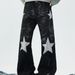 Retro Star Embroidered Jeans – Black High-Street Flared Denim Pants With Rhinestone Accents (S-3XL)_mkmklike.com