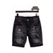 Men's Slim Fit Stretch Denim Shorts Distressed Rhinestone Embellished 4-Inch Inseam Casual Black And Gray Shorts_mkmklike.com