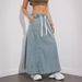 K Design Sense: Elastic Waistband Drawstring Large Swing Skirt, Denim Skirt For Women_mkmklike.com