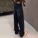 ELLE Black Slim Straight Jeans For Women 2025 New Spring Autumn Thin Plus Size High Waist Slimming Floor-Length Pants_mkmklike.com
