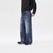 Vintage High-Waisted Relaxed Fit Jeans For Men - Distressed Washed Denim Pants With Multiple Pockets, Straight Leg, No Stretch, Classic Blue_mkmklike.com