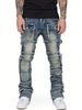 Men's Clothing Men's Denim Workwear Straight Pants Fashion Ins Hot Selling Elastic Patch Denim Layered Flared Men's Pants_mkmklike.com