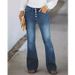 European And American Cross-border 2023 Spring-summer New Style Vintage Slim-fit Multi-button High-waisted Flared Washed_mkmklike.com