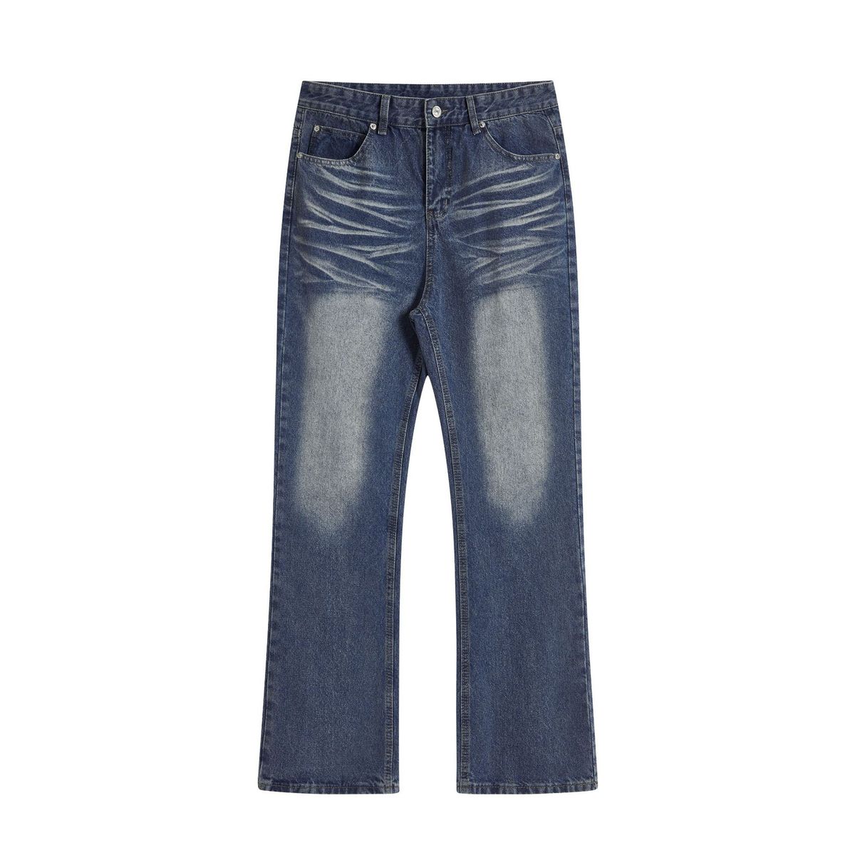 Men's Clothing Jeans Water Ripple Vintage High Street Slightly Flared Distressed Cleanfit Style Vibe_mkmklike.com