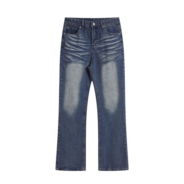 Men's Clothing Jeans Water Ripple Vintage High Street Slightly Flared Distressed Cleanfit Style Vibe_mkmklike.com