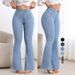 Women's High Waist Stretch Slim Fit Flared Jeans Hip Lifting Slightly Bootcut Denim_mkmklike.com