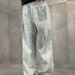 Men's Clothing Vintage American Straight Leg Jeans Relaxed Fit Distressed White Denim Pants With Elastic Waist, Casual Wear For All Seasons_mkmklike.com