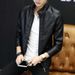 Men's Clothing Autumn and Winter Men's PU Leather Jacket Men's Thin Casual Men's Jacket Stand Collar Slim Leather Jacket Youth_mkmklike.com
