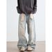 Light Blue Washed Ripped Beggar Pants Men And Women Loose Street Design Fashionable Jeans_mkmklike.com