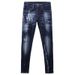 Men's Clothing High Street Fashion Men's Jeans Retro Blue Washed Holes Scratched Trendy Brand Elastic Tights Skinny Pants Men_mkmklike.com