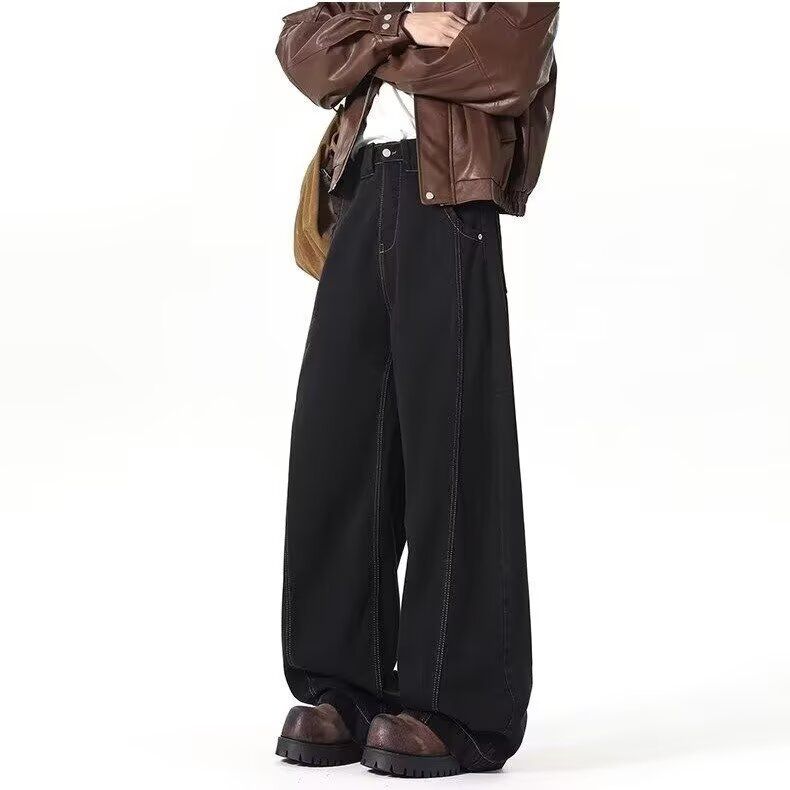 Deconstructed High Street Jeans - Vintage Washed Baggy Denim Pants For Men & Women (Black/Blue/Antique Wash)_mkmklike.com