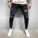 Men's Slim Fit Stretch Denim Jeans With Distressed Wash & High Street Style_mkmklike.com