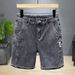Men's Clothing Summer Fashion Denim 5 Point Shorts Ins Style Fashion Straight Tube Ripped Shorts_mkmklike.com