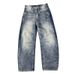 Men's Clothing Men's Retro Washed Distressed Cleanfit Jeans Loose Straight Leg Wide Leg Floor Length Summer Trousers_mkmklike.com