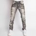 Cross-Border New Men's European And American Street Fashion Ins Hot Elastic Patch Denim Straight Pants_mkmklike.com
