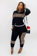 Women's Clothing new leopard print trousers suit fashion long sleeved two piece set_mkmklike.com