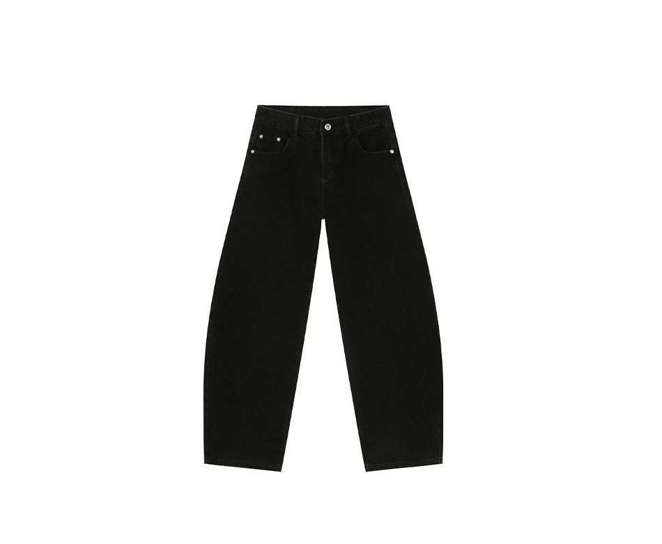 EF JEANS | 2025 Spring New Korean Version Of Simple Wide-leg Three-dimensional Scimitar Washed Jeans Casual Tide_mkmklike.com