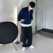 Men's Relaxed Straight Leg Jeans - Winter Fleece-Lined High Street Wide Fit Casual Pants (Black/Grey, M-2xl)_mkmklike.com