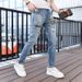 Trendy Brand Bear Embroidered Jeans Men's Summer Thin New Trend Embroidered Slim-fitting Small Feet Long Pants_mkmklike.com