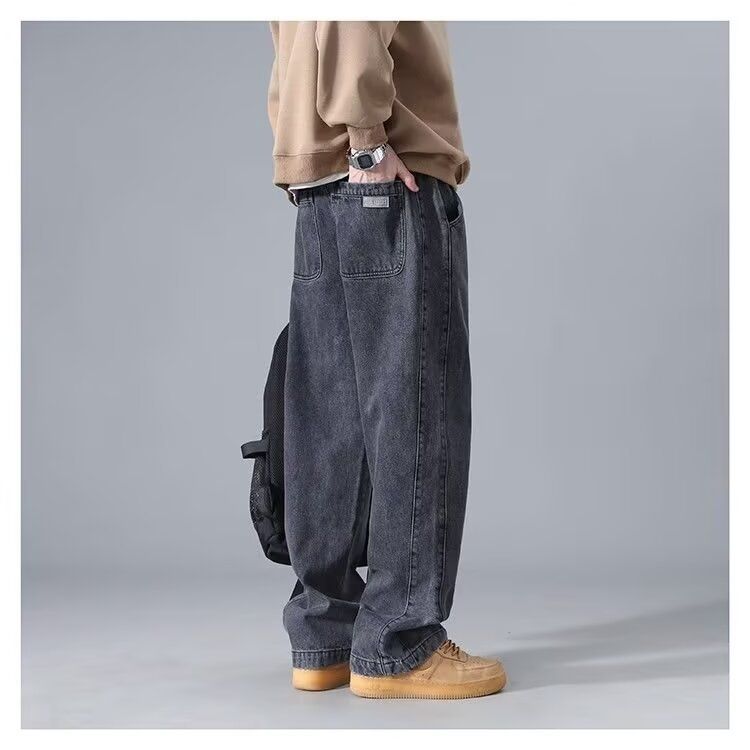 Foreign Trade Washed Retro Spring And Autumn Jeans Men's High Street Straight Pants Trendy Brand Large Size Loose Wide-leg Trousers_mkmklike.com