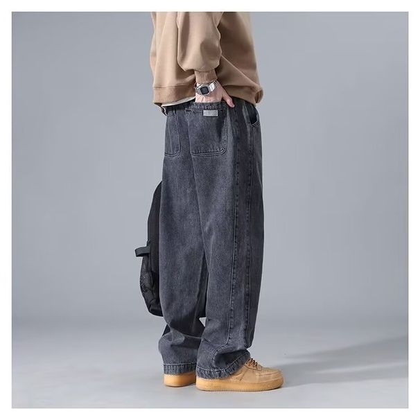 Foreign Trade Washed Retro Spring And Autumn Jeans Men's High Street Straight Pants Trendy Brand Large Size Loose Wide-leg Trousers_mkmklike.com
