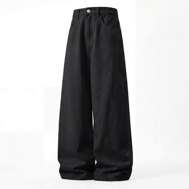 Men's Clothing Cleanfit Men's Straight Leg Jeans Color Block Embroidered Back Pockets Retro Loose Fit Casual Long Pants Spring Style_mkmklike.com
