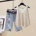 Women's Clothing Summer Outfit With A Complete Set Of Women's New Light Luxury Design Hollow Vest Vest Hole Shorts Three Piece Set_mkmklike.com