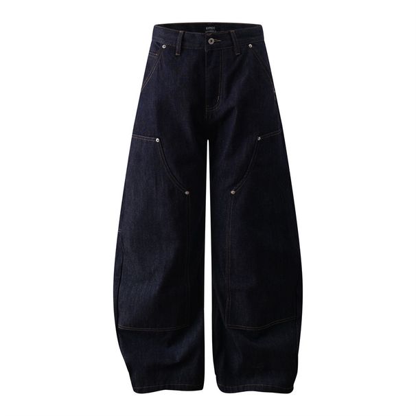 Vibe Trendy Brand High Street Workwear Original Color Jeans Men's Silhouette Scimitar Multi-Pocket Design Loose Wide-Leg_mkmklike.com