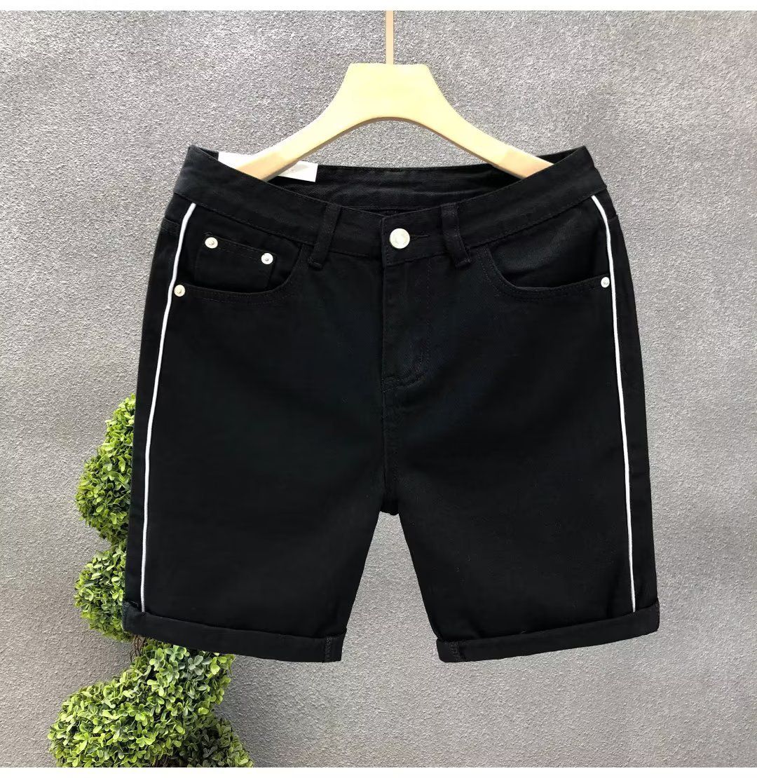 Men's Summer Casual Denim Shorts Straight Leg Breathable Printed for Streetwear College Style_mkmklike.com