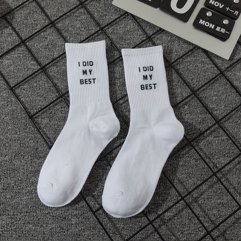 Unisex Casual Sports Letter Cotton Crew Socks A Pair_mkmklike.com