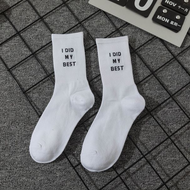 Unisex Casual Sports Letter Cotton Crew Socks A Pair_mkmklike.com