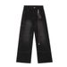 Keychain Decor Straight-Leg Jeans Men Loose High Street Trend Inlaid Letter Embroidery Pocket Wide-Leg Pants_mkmklike.com
