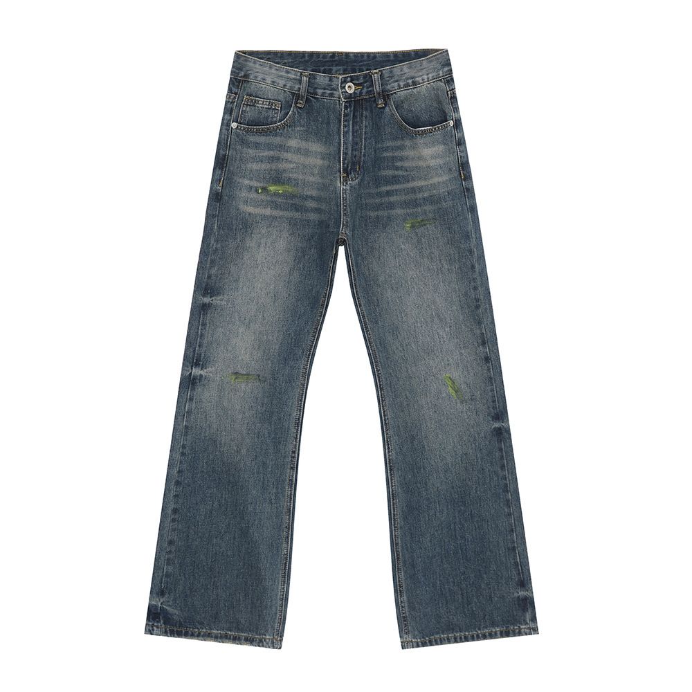 EF JEANS | 2024 New American High Street Simple Painting Slim Fit Washed Jeans Trendy Men_mkmklike.com