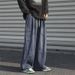 Men's Clothing Trendy Wide Leg Jeans High Street Style Loose Straight Leg Black Workwear Men's And Women's Street Style Pants_mkmklike.com