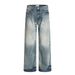 Punk Washed Gradient Denim Street Style Men's Water Ripple Distressed Loose Casual Straight Pants_mkmklike.com