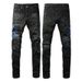 Men's Clothing New Hip Hop Embroidered Ripped Patch Jeans Large Size Stretch Men's Pants_mkmklike.com