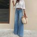 Vintage High-Waisted Wide-Leg Jeans For Women – Retro Stretch Denim Pants With Flowy Hem, Comfortable & Stylish (Light Blue Wash, Dark Blue, Blue)_mkmklike.com