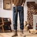 Men's American Vintage Tapered Jeans – High Street Stretch Denim Pants (67.8% Cotton, Washed & Distressed, Slim Straight Fit)_mkmklike.com